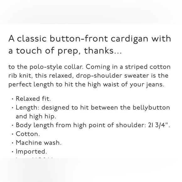 NEW MADEWELL Ribbed Polo Cardigan Sweater in “True Black” stripe - Picture 8 of 9